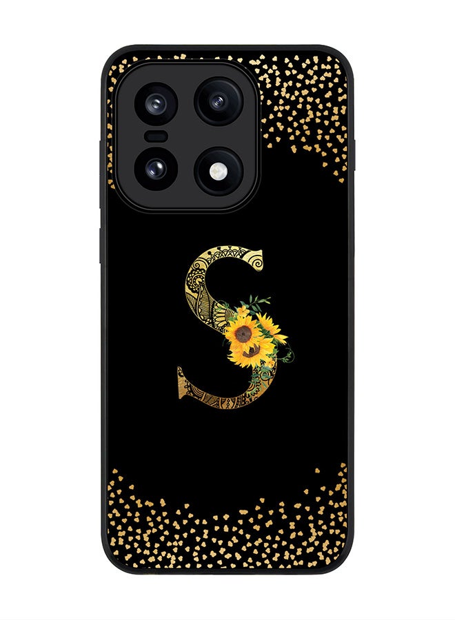 For OnePlus 15 Case,Slim fit Camera Protection, Shockproof Thin Phone cover  - Custom Floral Monogram - S ( Black )